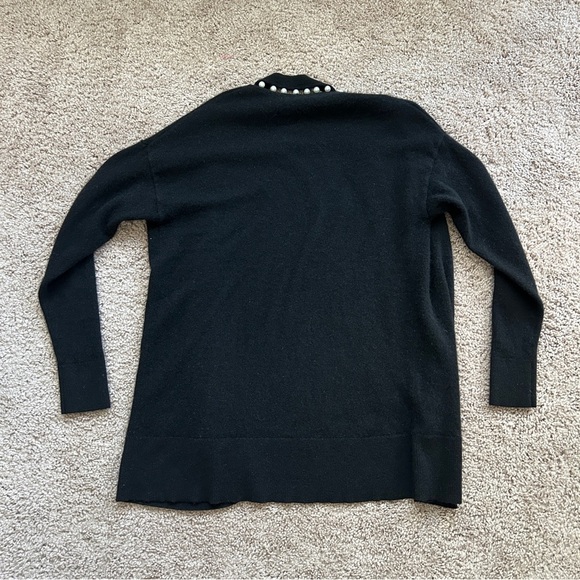 C By Bloomingdale's Black Pearl Embellished Open Front Cashmere Cardigan Small - Picture 9 of 14